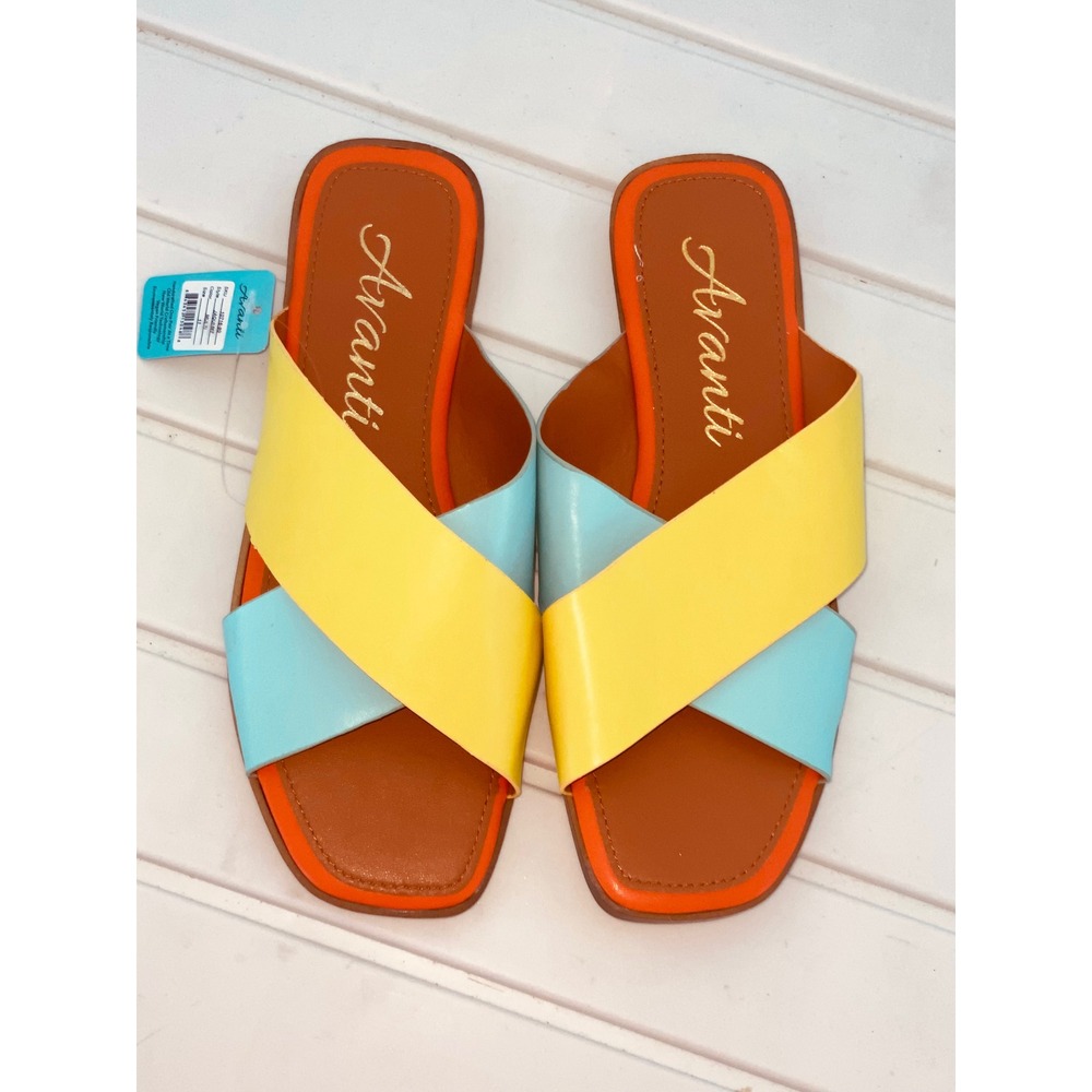 Avanti Jaqui-MT Sandals Womens 11 Multi Color New Vegan Criss Cross Slides